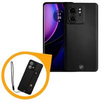 Kit Capa Silicon Veloz para Motorola Moto Edge 40 + Ring Socket + Cordão - Preto - Gshield - 1