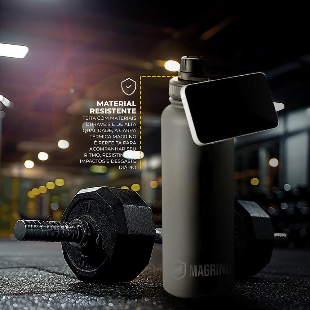 Garrafa Térmica com Suporte MagSafe, Aço Inoxidável - 540ml - Preta -  MagRing - Gshield - 2