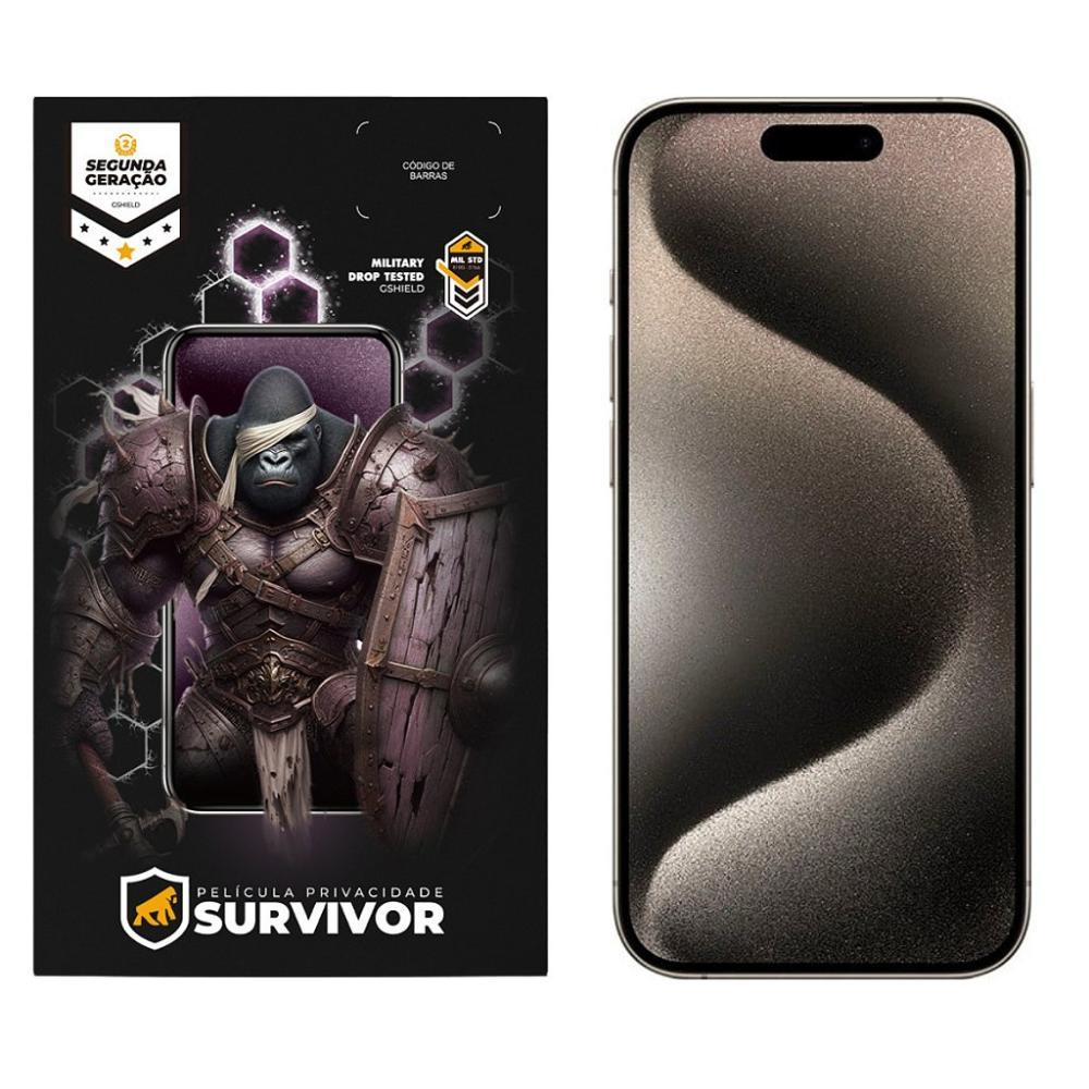 Película para iPhone 15 Pro com Aplicador - Survivor Privacidade - Gshield - 1