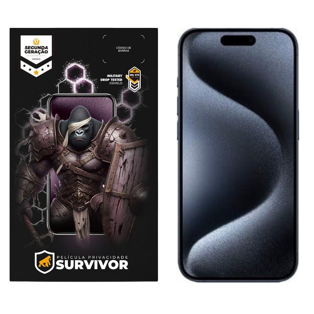 Película para iPhone 15 Pro Max com Aplicador - Survivor Privacidade - Gshield - 1