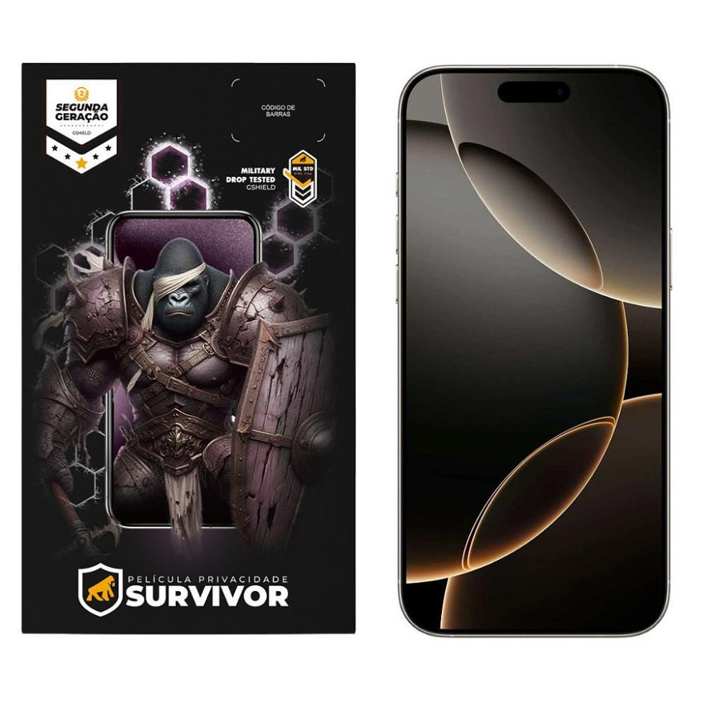 Película para iPhone 16 Pro com Aplicador - Survivor Privacidade - Gshield - 1