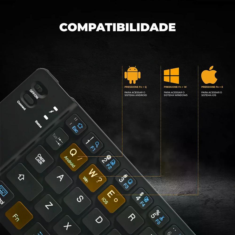 Mini Teclado Dobrável Sem Fio - Armor - Gshield - 4