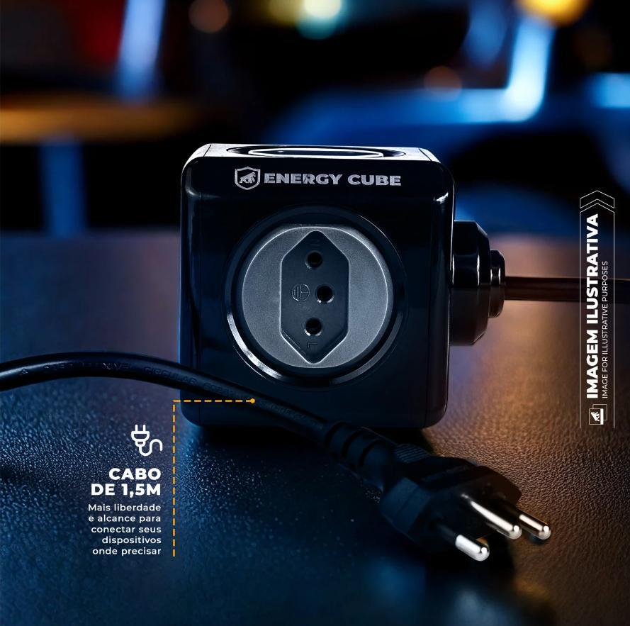 Adaptador Energy Cube Bivolt Filtro de Linha Multiplicador de Tomadas 10A com Proteção de Sobretensão - 2