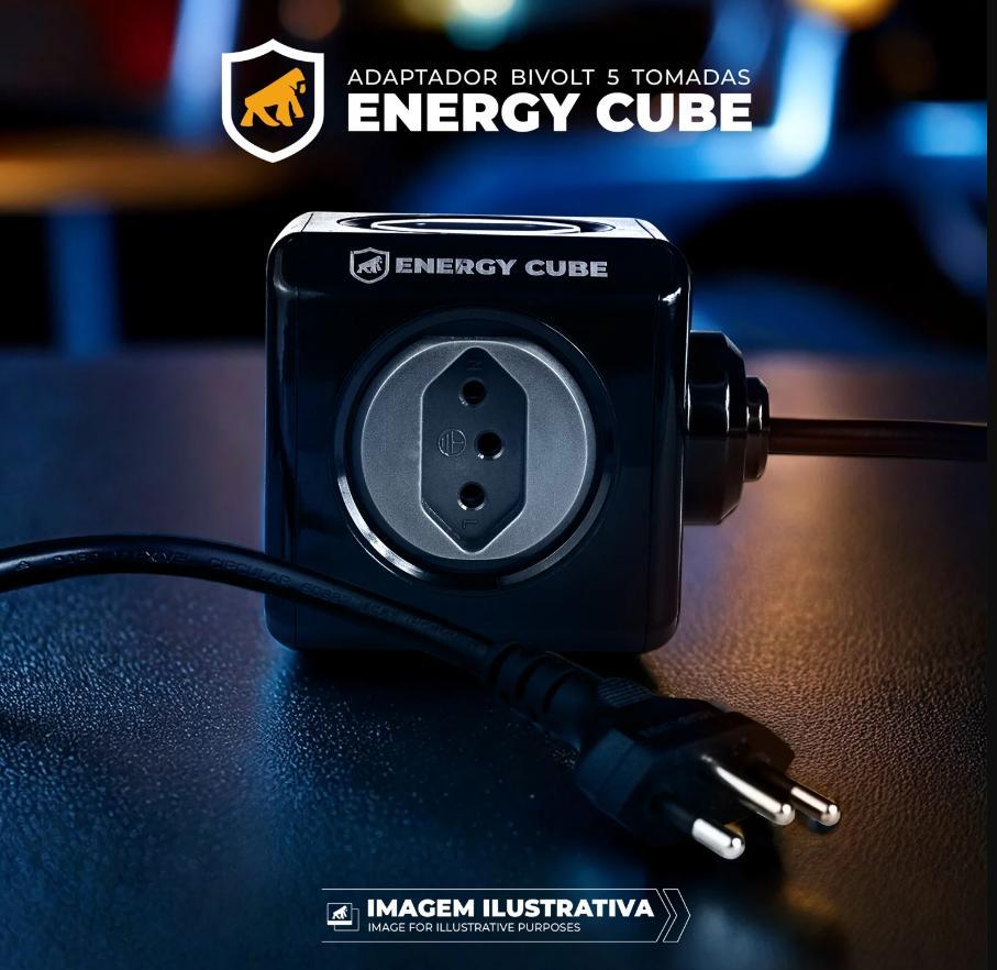Adaptador Energy Cube Bivolt Filtro de Linha Multiplicador de Tomadas 10A com Proteção de Sobretensão - 5