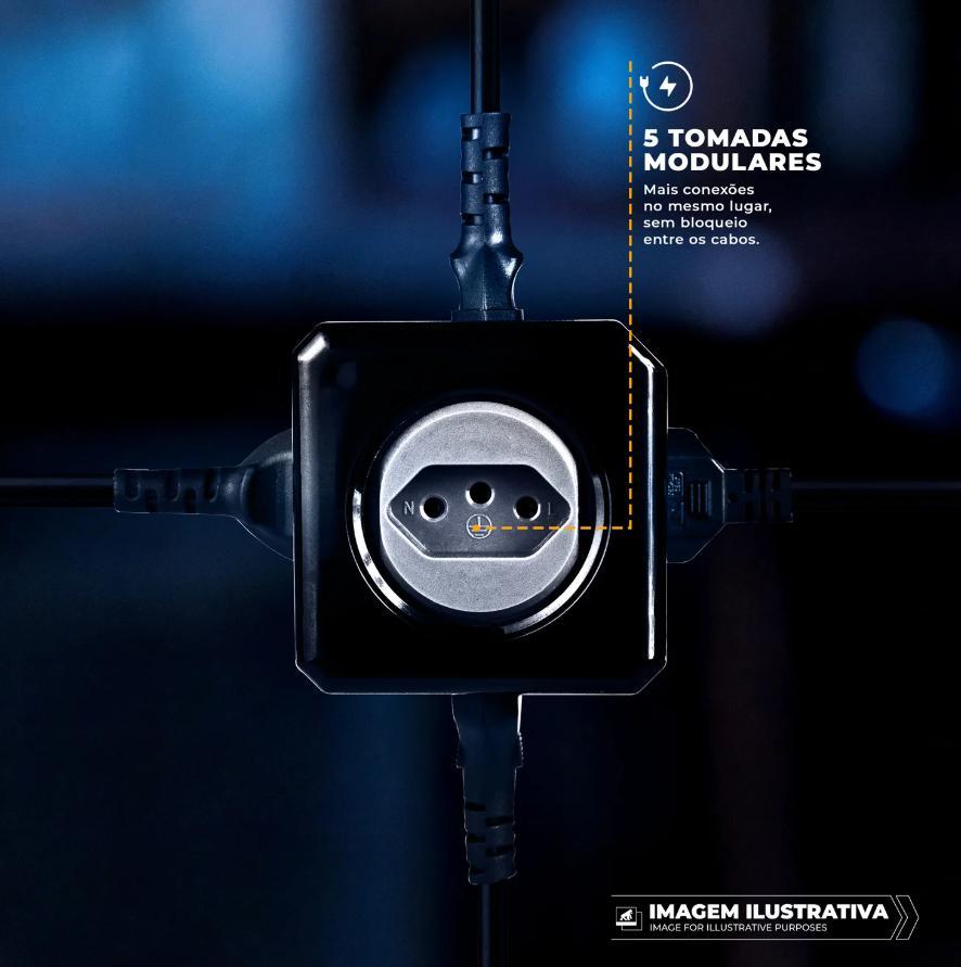 adaptador Energy Cube Bivolt Filtro de Linha Multiplicador de Tomadas 10A com Proteção de Sobretensão - 2