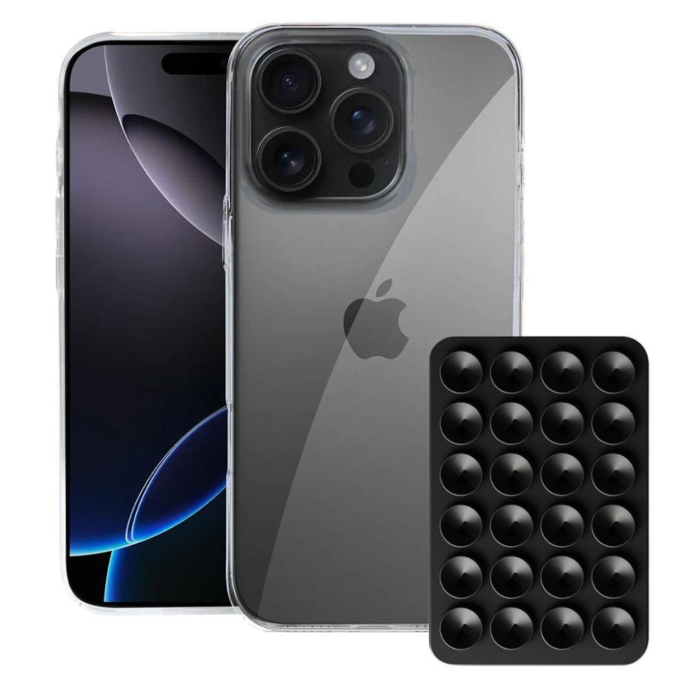 Capa case capinha Crystal Slim para Iphone 16 Pro Max + Ventosa  Preta - 1