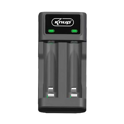 Carregador de Pilhas e Baterias Recarregáveis - Preto - KNUP