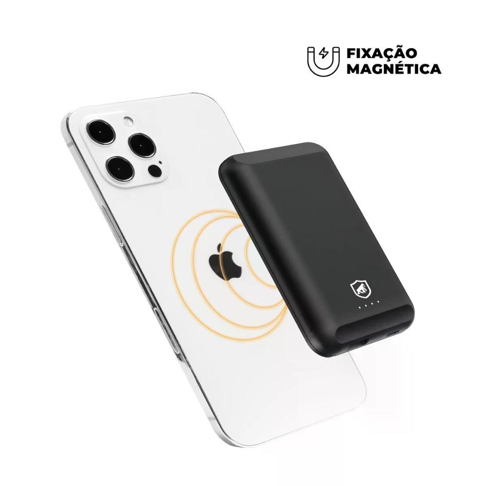 Presente Dia dos Pais - Carregador Portátil Nano Snap Magsafe - Wireless - Preto - Compre 1 e leve o 2° pela METADE do preço -Gshield - 4