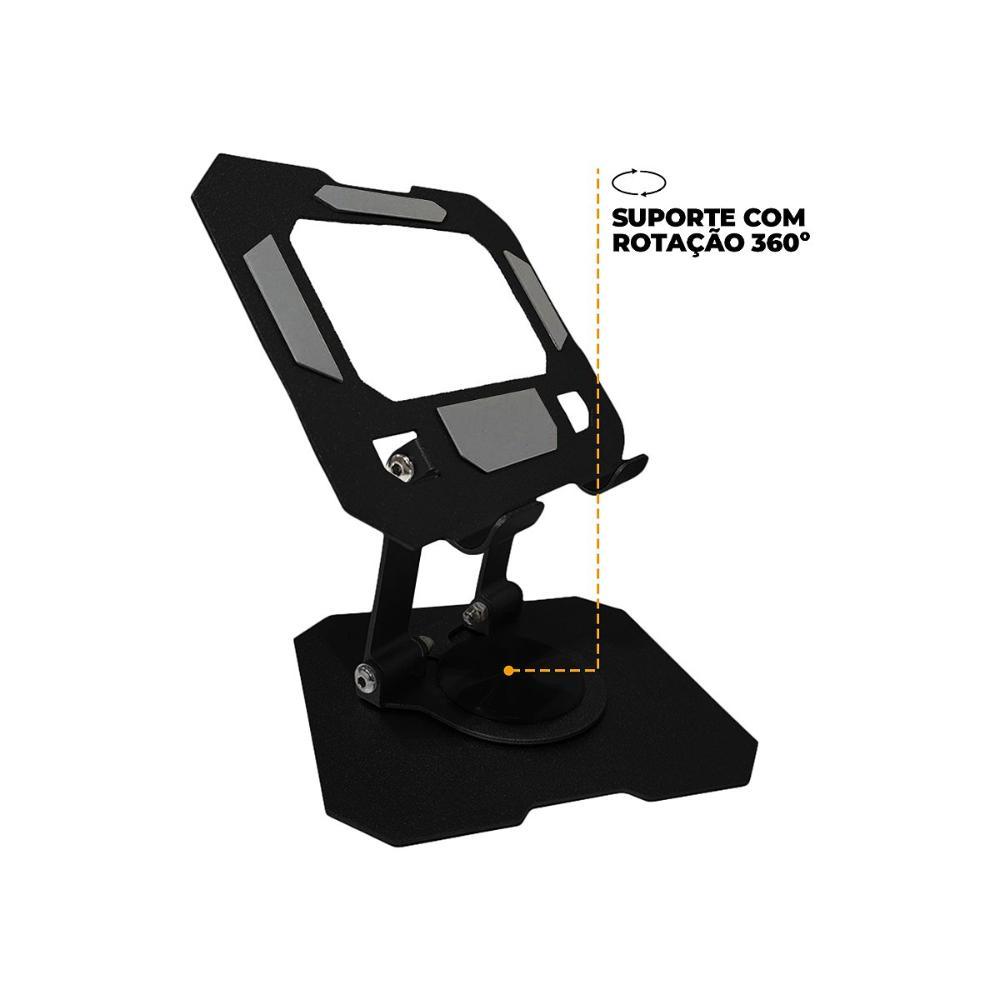 Suporte Dobrável Giratório para Celular e Tablet - Preto - Verde - 4