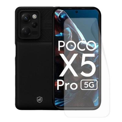 Kit Capa case capinha Symetric Preta e Película Hydrogel HD para Xiaomi Poco X5 Pro - Gshield