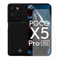 Kit Capa case capinha Symetric Preta e Película Hydrogel HD para Xiaomi Poco X5 Pro - Gshield - 1