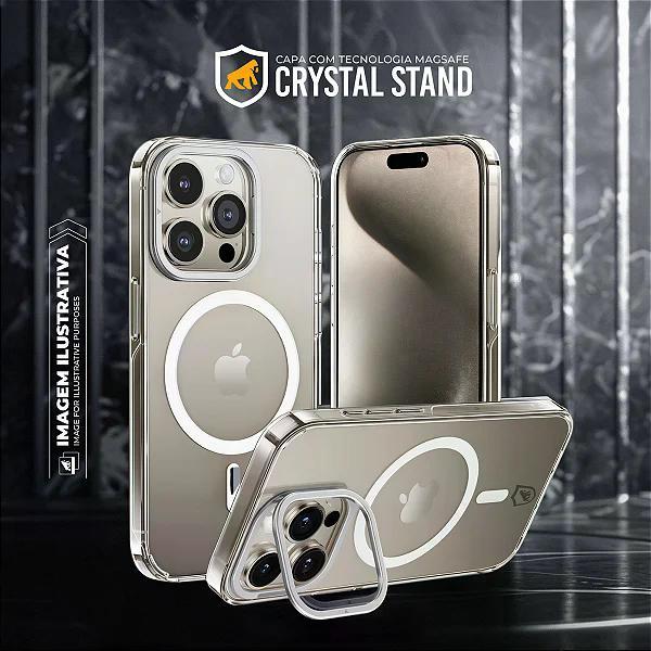 Capa para iPhone 15 Pro - MagSafe Crystal Armor Stand - NÃO AMARELA - Gshield - 6