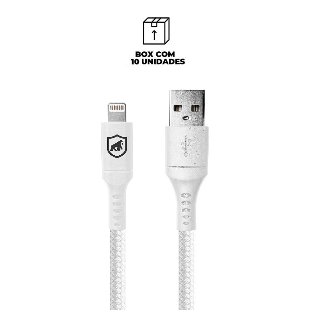 Cabo Lightning / USB-A - Survivor - Branco - 1,5M  no Atacado - Caixa Fechada 10 Unidades - Gshield - 2