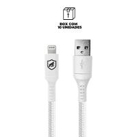 Cabo Lightning / USB-A - Survivor - Branco - 1,5M  no Atacado - Caixa Fechada 10 Unidades - Gshield - 2