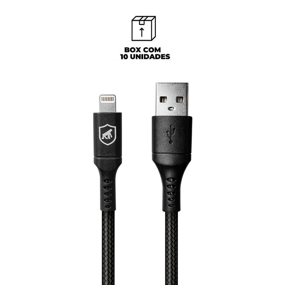 Cabo Lightning / USB-A - Survivor - Preto - 1,5M  no Atacado - Caixa Fechada 10 Unidades - Gshield - 2