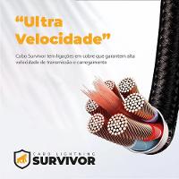 Cabo Lightning / USB-A - Survivor - Preto - 1,5M  no Atacado - Caixa Fechada 10 Unidades - Gshield - 6