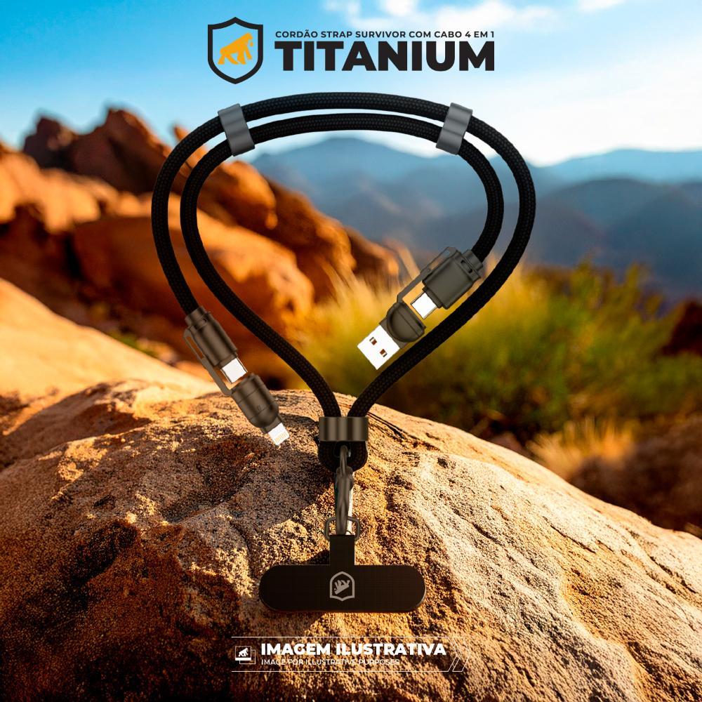 Cordão Strap Survivor com Cabo 4 em 1 - Preto - Gshield - 5