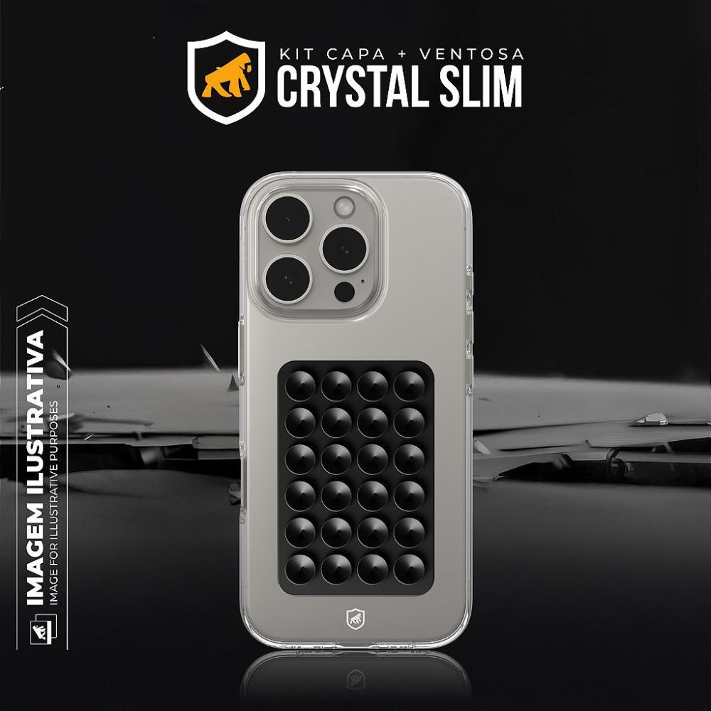 capinha Crystal Slim para Iphone 15 + Ventosa  Preta Gshield - 6