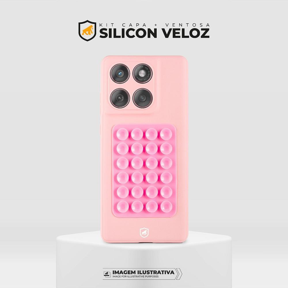 Capa Silicon Veloz para Samsung Galaxy A05 + Ventosa - Rosa - Gshield - 5