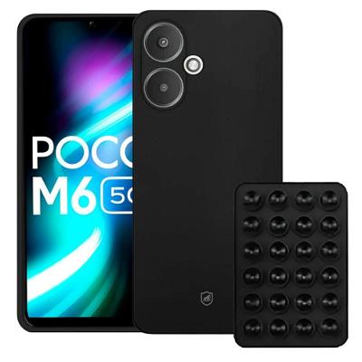 Capa Silicon Veloz para Poco M6 4G Ventosa - Preta - Gshield