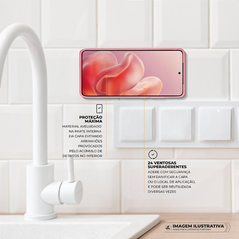 Capa Silicon Veloz para Motorola Moto Edge 60 Fusion + Ventosa - Rosa - Gshield - 2