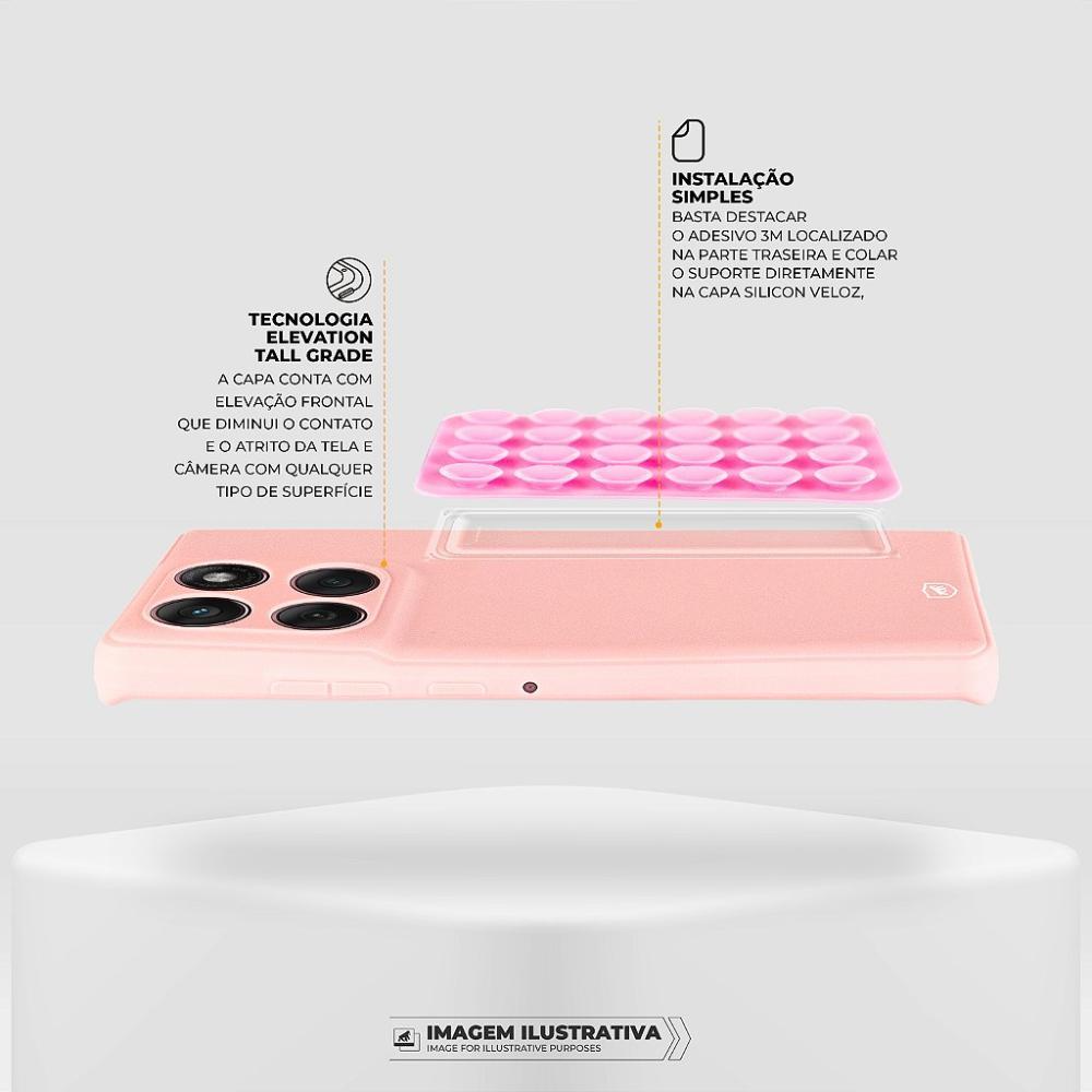 Capa Silicon Veloz para Motorola Moto Edge 60 Fusion + Ventosa - Rosa - Gshield - 4
