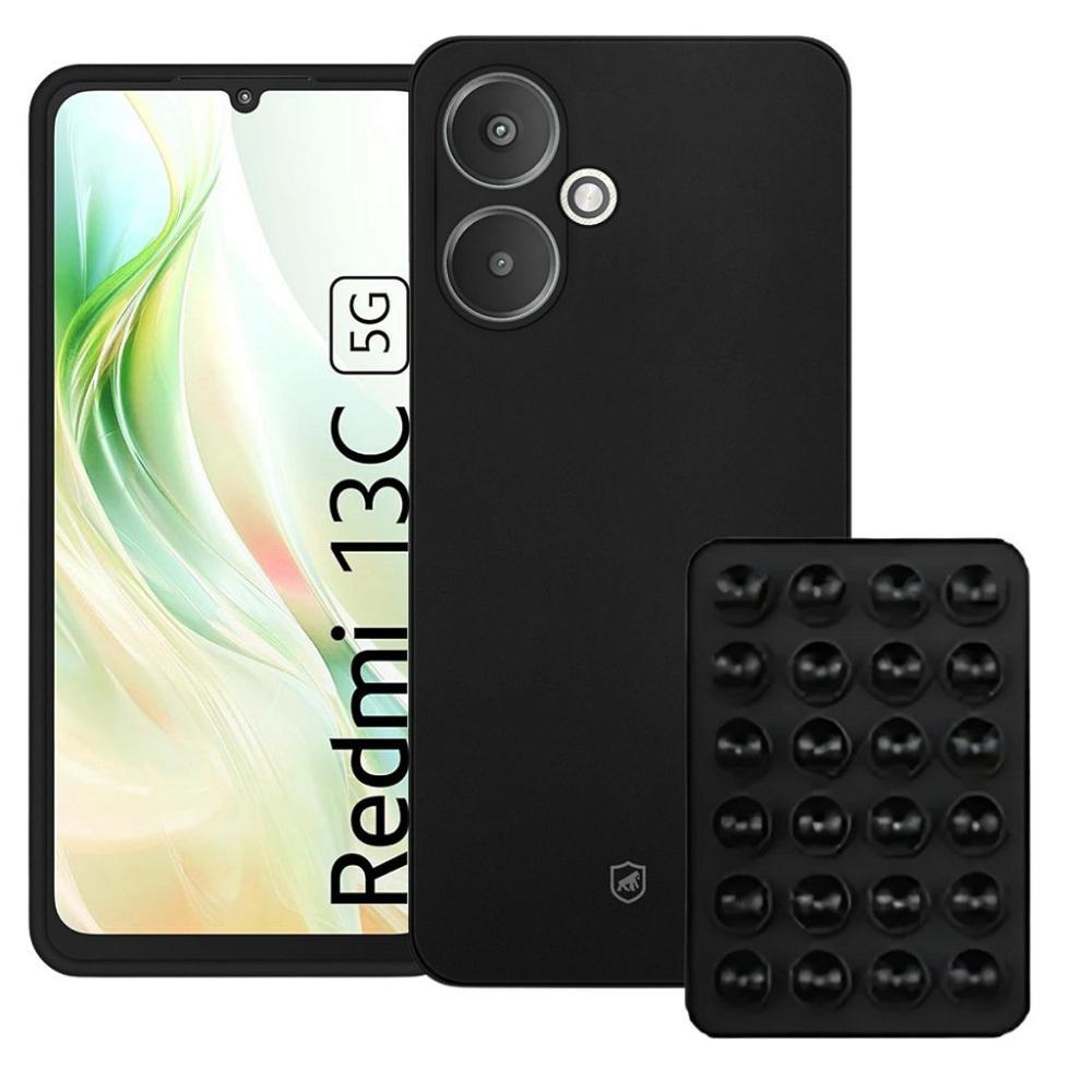 Kit Capa Silicon Veloz, Xiaomi Redmi 13C 5G + Ventosa Preta - 1