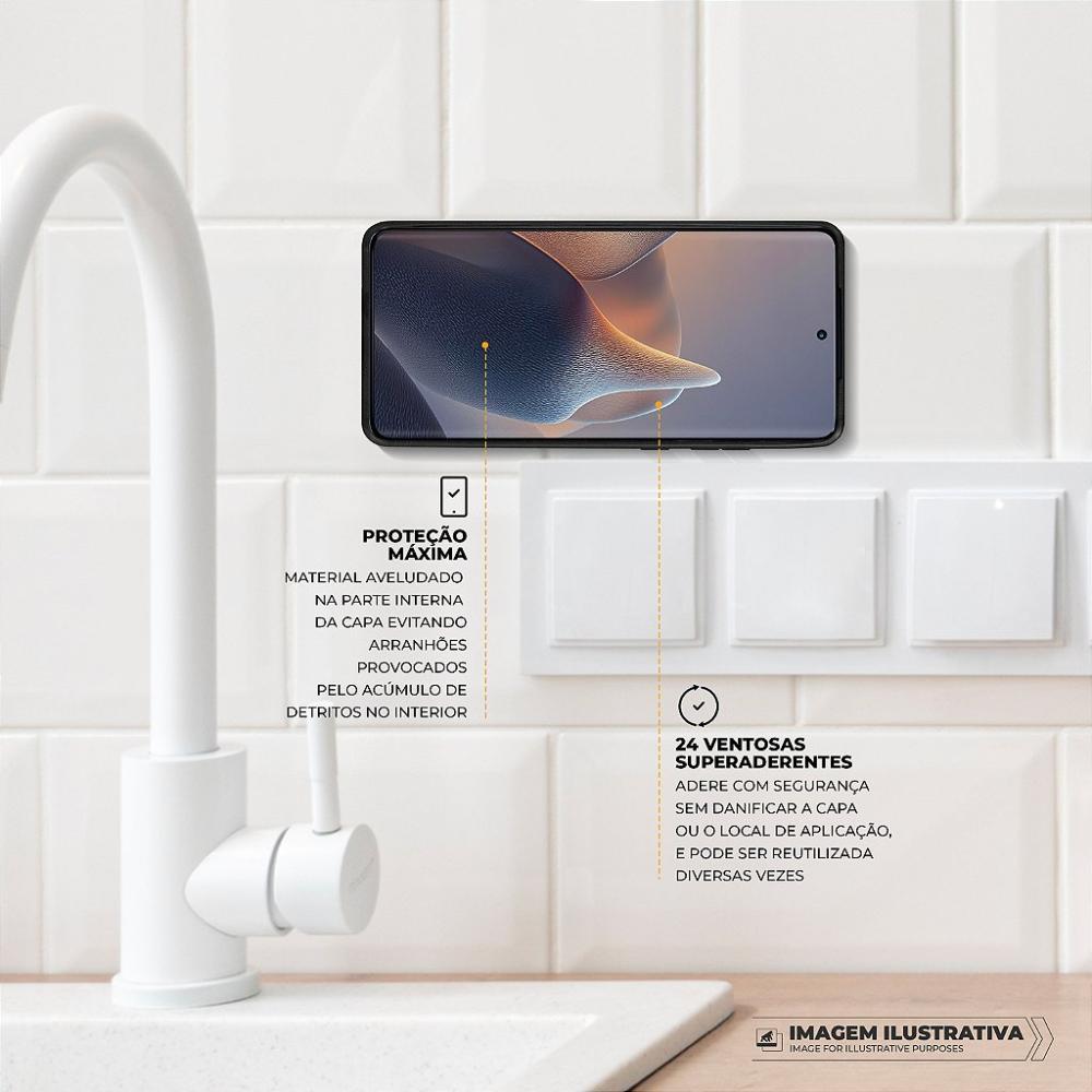 Kit Capa Silicon Veloz para Moto G84 5G +  Ventosa Preta - 2