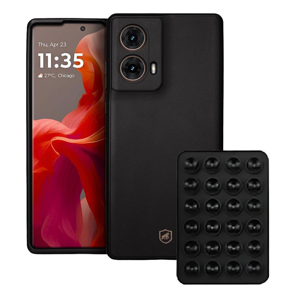 Kit Capa case capinha Silicon Veloz para Motorola Moto G85 5G +  Ventosa - PRETA - Gshield - 1