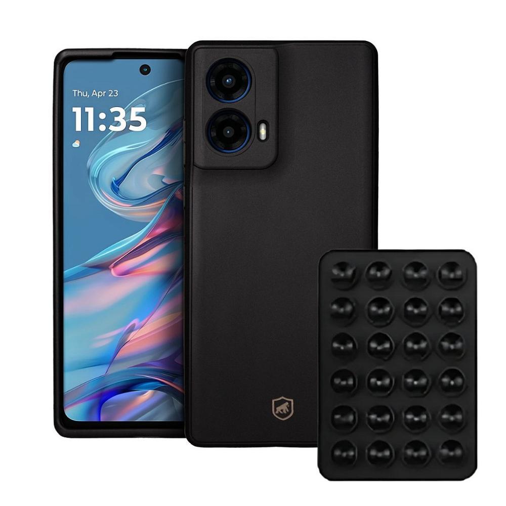 Kit Capa Silicon Veloz para Moto G45 +  Ventosa - Preta - 1