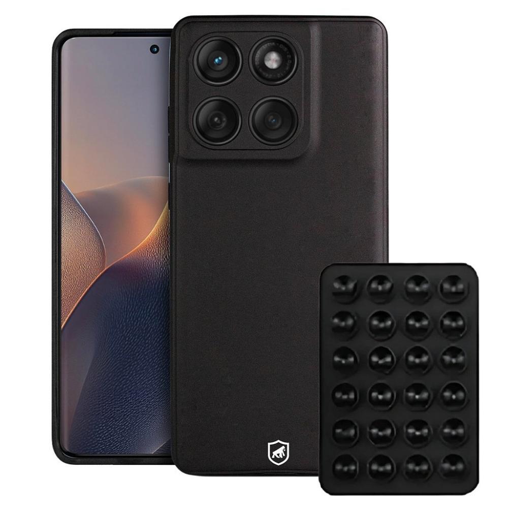 Kit Capa Silicon Veloz para Moto Edge 60 + Ventosa - Preta - - 1