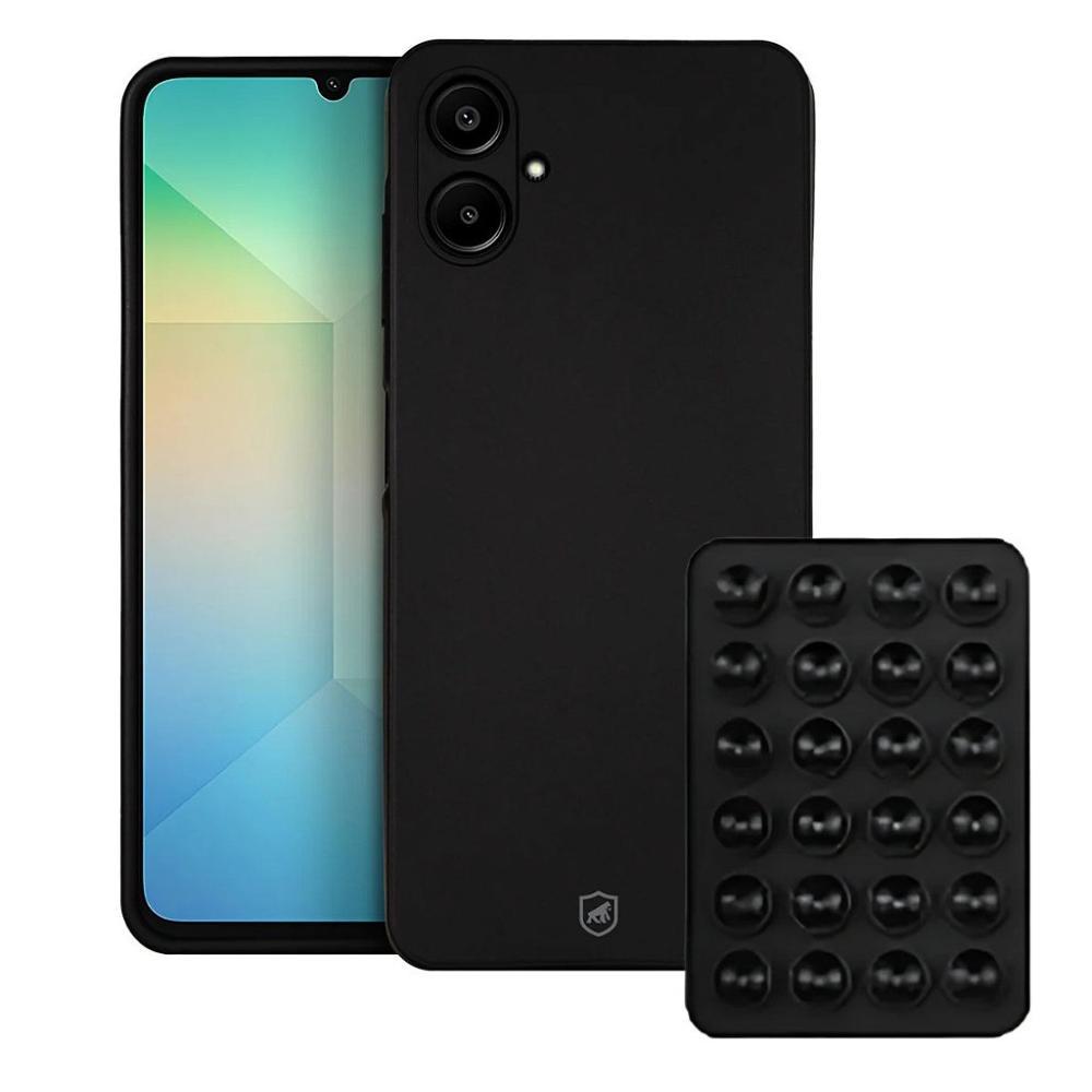 Kit Capa Silicon Veloz para Galaxy A06 +  Ventosa - Preta - 1