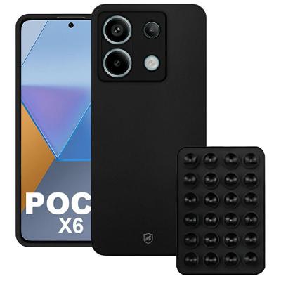Kit Capa Silicon Veloz para  Xiaomi Poco X6 +  Ventosa Preta