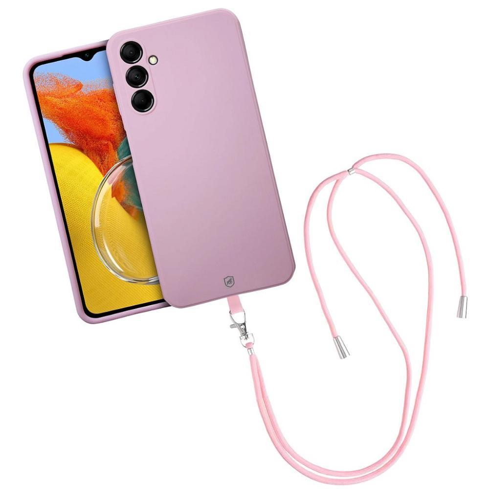 Kit Capa Silicon Veloz para Galaxy M14 + Cordão Rosa Gshield - 1