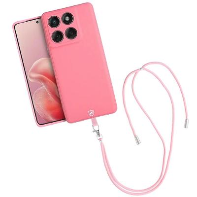 Kit Capa Silicon Veloz para Moto Edge 60 + Cordão Rosa
