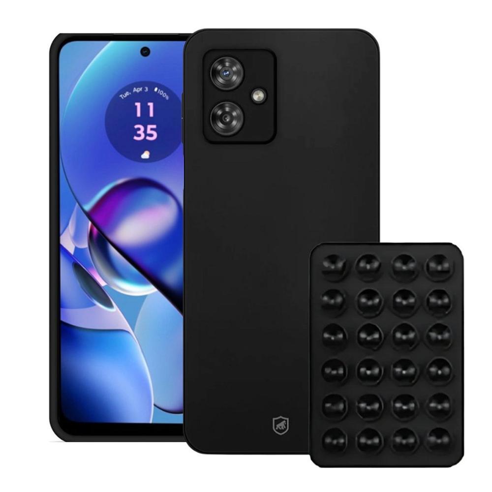 Kit Capa Silicon Veloz para  Motorola Moto G64 5G +  Ventosa - Preta - Gshield - 1