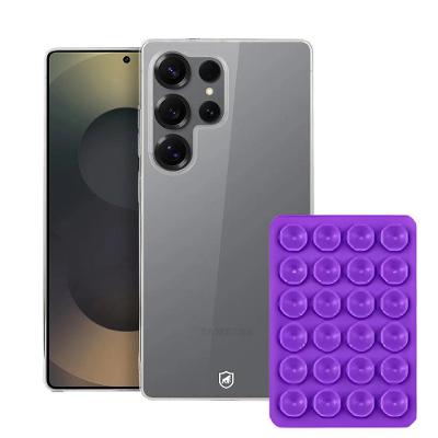 Kit Capa case capinha Crystal Slim para Samsung Galaxy S25 Ultra +  Ventosa - Lilás - Gshield