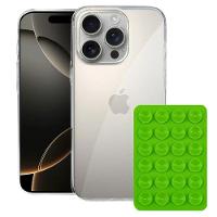 Kit Capa case capinha Crystal Slim para Iphone 16 Pro +  Ventosa - VERDE - 1