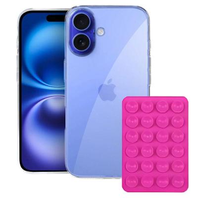 Kit Capa Crystal Slim para Iphone 16 + Ventosa ROSA  Gshield