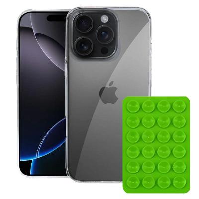 Kit Capa case capinha Crystal Slim para Iphone 16 Pro Max + Ventosa VERDE