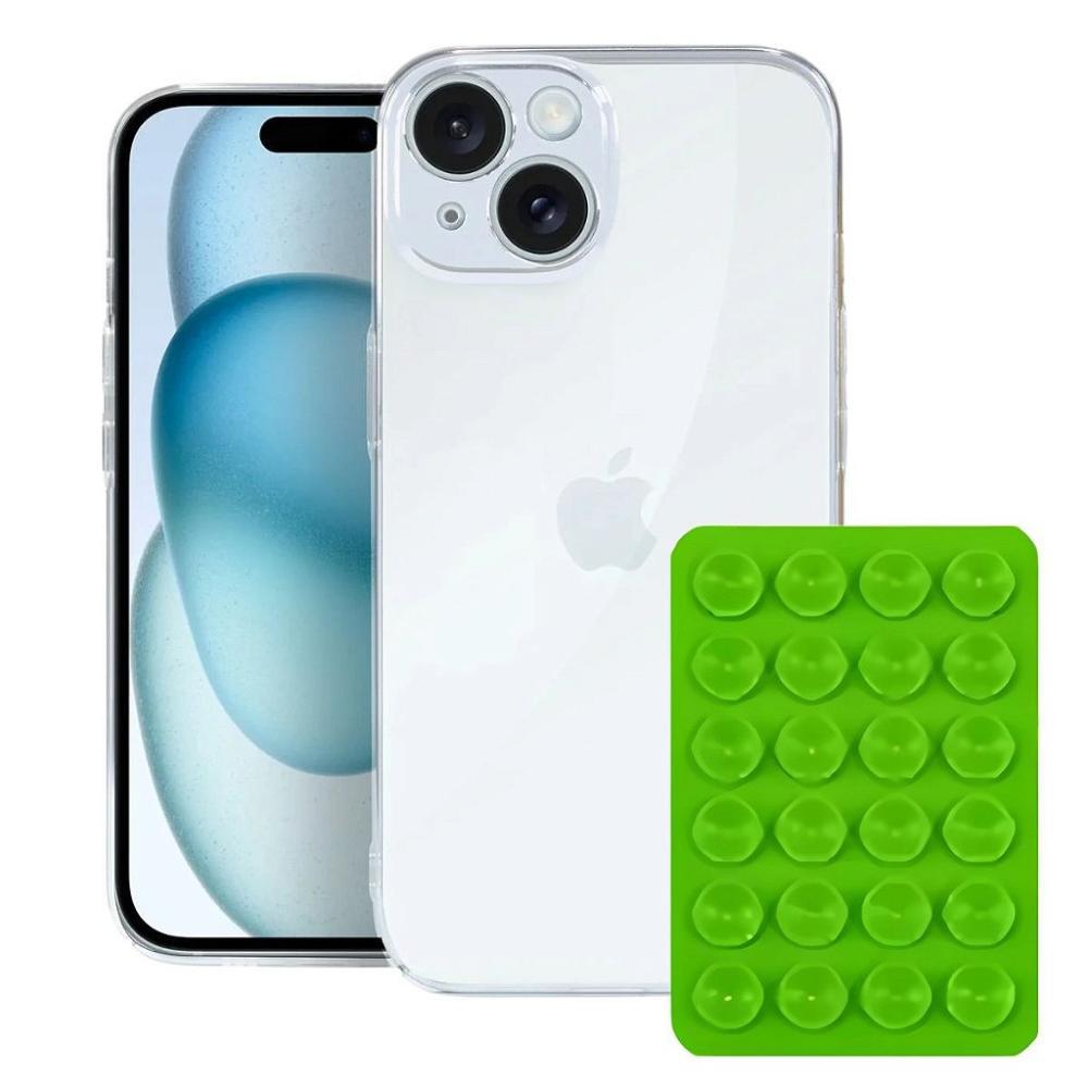 Kit Capa case capinha Crystal Slim para Iphone 15 + Ventosa VERDE Gshield - 1