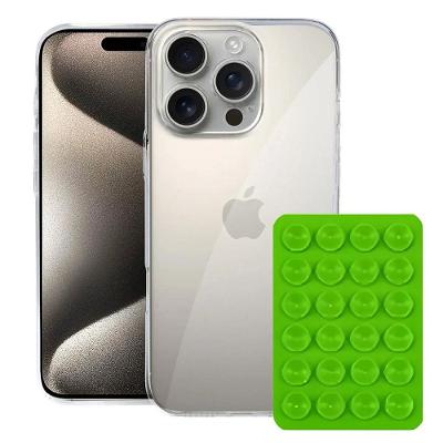 Kit Capa case capinha Crystal Slim para Iphone 15 Pro +  Ventosa - VERDE