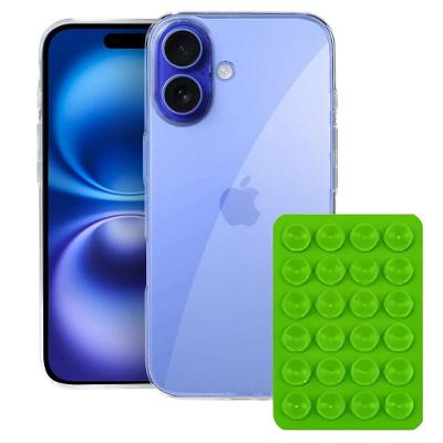 Kit Capa case capinha Crystal Slim para Iphone 16 + Ventosa VERDE Gshield