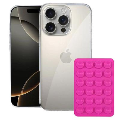 Kit Capa Crystal Slim para Iphone 16 Pro +  Ventosa - ROSA