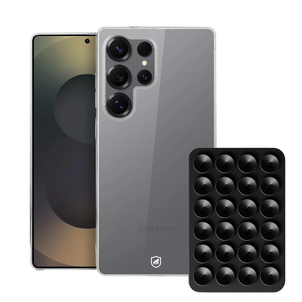 Kit capinha Crystal Slim para Galaxy S25 Ultra Ventosa Preta - 1