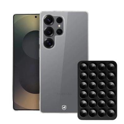 Kit capinha Crystal Slim para Galaxy S25 Ultra Ventosa Preta