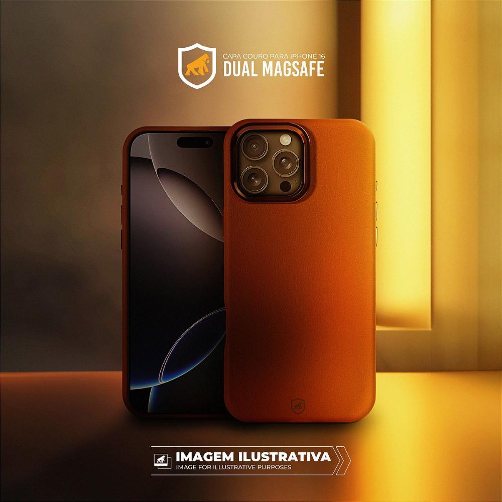 Capa case capinha para iPhone 16 - Couro Dual Magsafe - Marrom - Gshield - 6