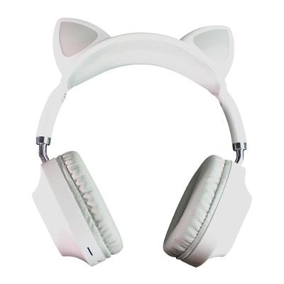 Fone Headset Bluetooth Cat Ear - Extra Bass - Branco - Verde