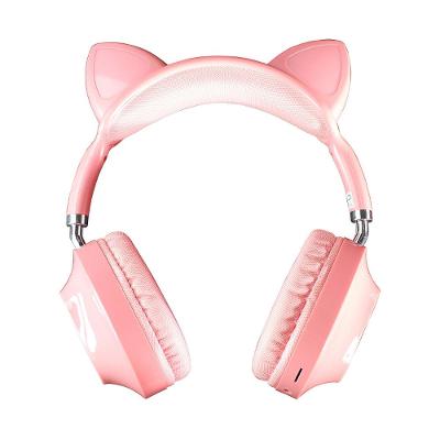 Fone Headset Bluetooth Cat Ear - Extra Bass - Rosa - Verde