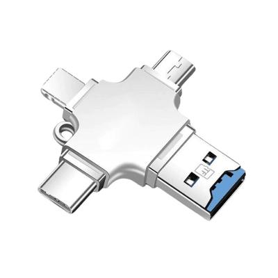 Adaptador 4 em 1 - Tipo C / Lightning / USB-A 3.0 / Micro USB V8 - Verde